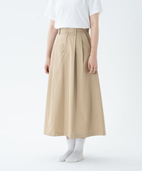 #-70 Ventile gabardine 2tuck skirt (Beige)