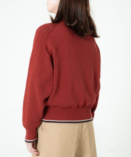 #-77 5G lily cotton knit polo blouson (Burgundy)