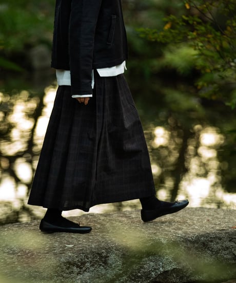“UNFOLK CLASSIC” Enshu bokujyu coating madras check skirt
