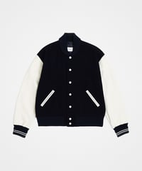 #-50 Wool melton relax varsity jacket (Navy)