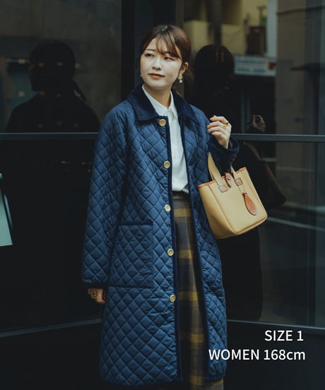 #-72 Diamond Quilt 2way coat (Navy)