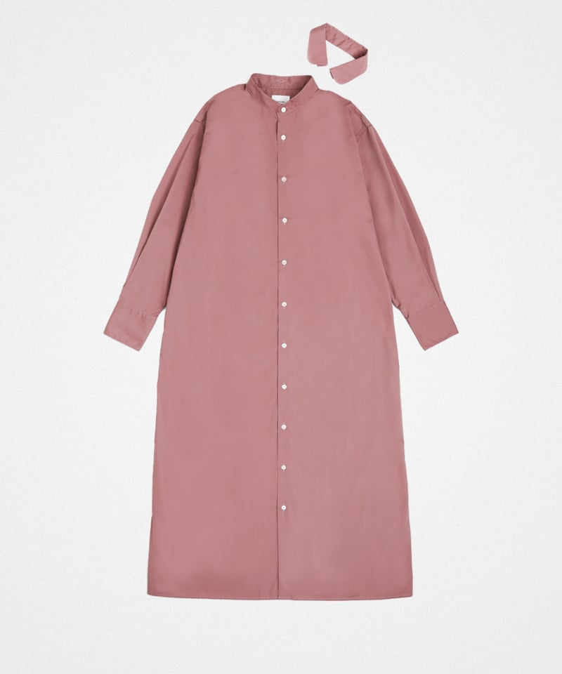 UNFOLK 2way ディタッチャブルカラー シャツ ワンピース ピンク 長袖 44 EX. 2way detachable collar shirt onepiece