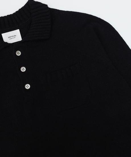 #-33 7×3G cotton knit polo (Black)