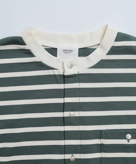 #-19 Heavy weight border cardigan (Green)