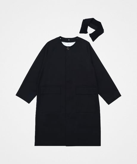 #-53 Ventile gabardine 2way railway coat (Black)
