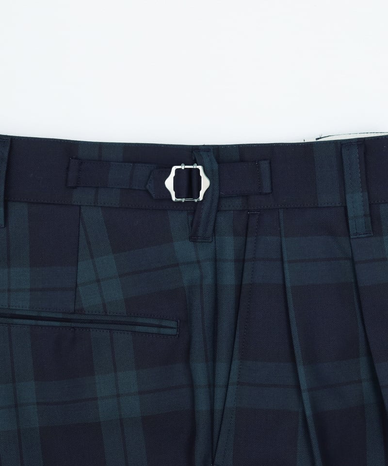 75 W/P gabardine 2tuck straight check pants |
