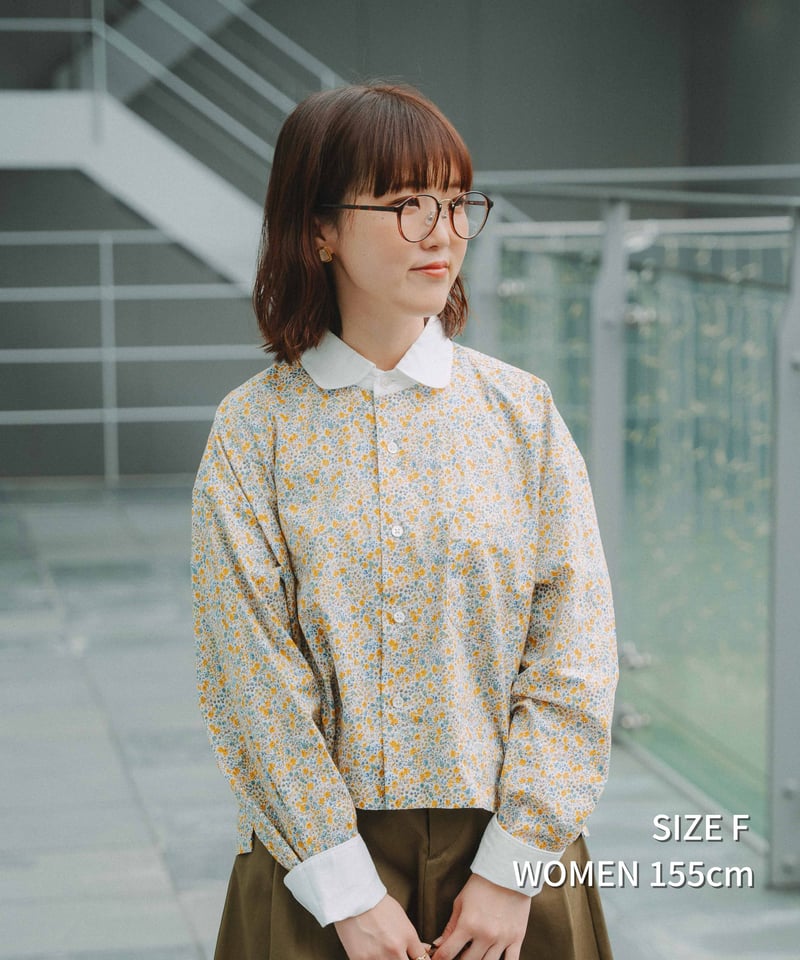 79 2way detachable collar liberty print shirt