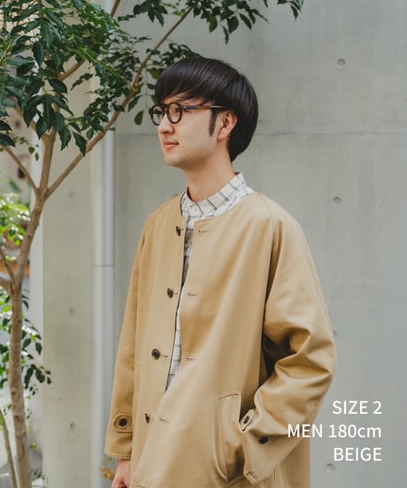 #-27 Reversible nocollar coat  (Beige)