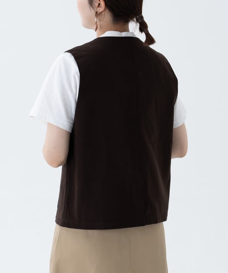 #-48 Peach brushed classic vest (Brown)