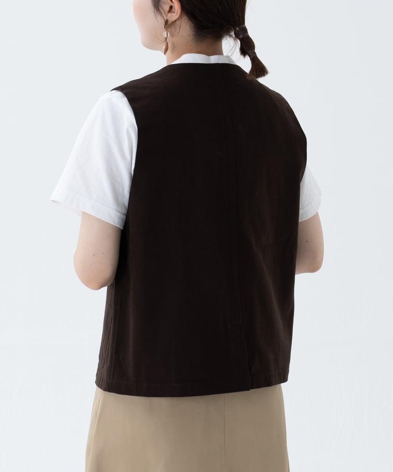 48 Peach brushed classic vest (Brown) | UNFOLK