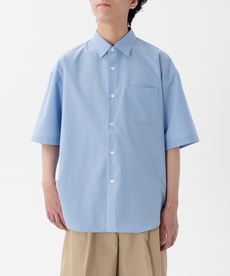 #-60 2way detachable collar short sleeve shirt (Blue)