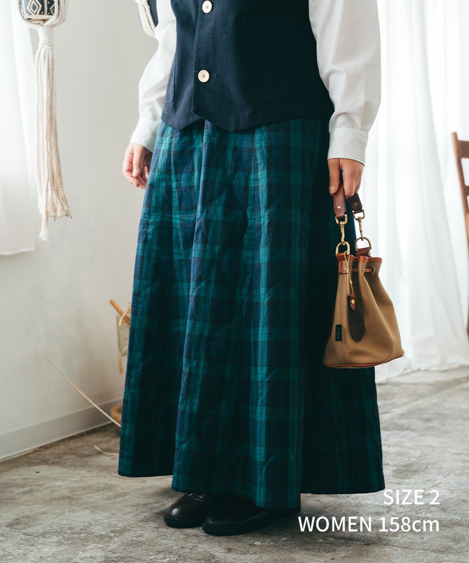 スカート unfolk #-51 EX. Quilting check skirt 51 EX. Quilting check skirt | UNFOLK