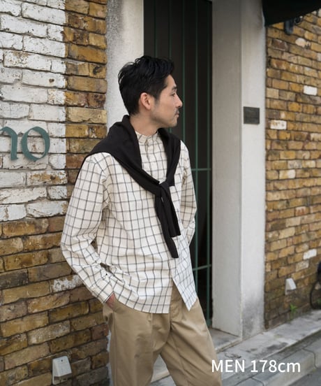 #-06 Windowpane check stand collar shirts