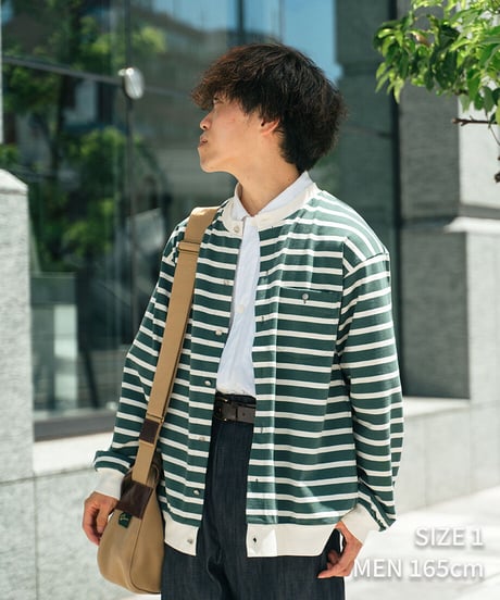 #-19 Heavy weight border cardigan (Green)