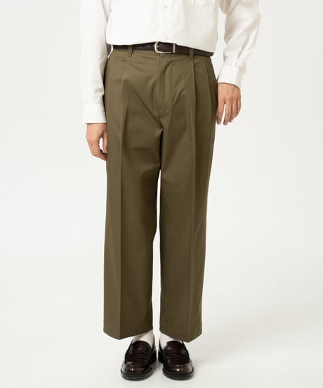 #-24 Ventile gabardine 2tuck straight pants (Khaki)