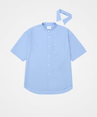 #-60 2way detachable collar short sleeve shirt (Blue)