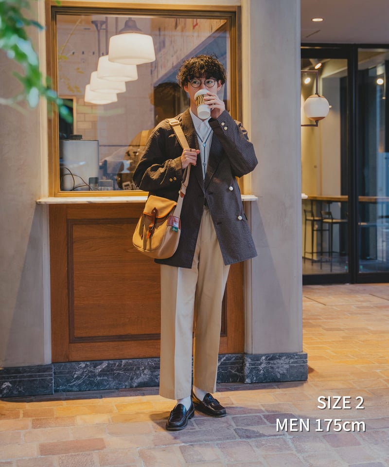 55 4B Seersucker double blazer (Green) | UNFOLK