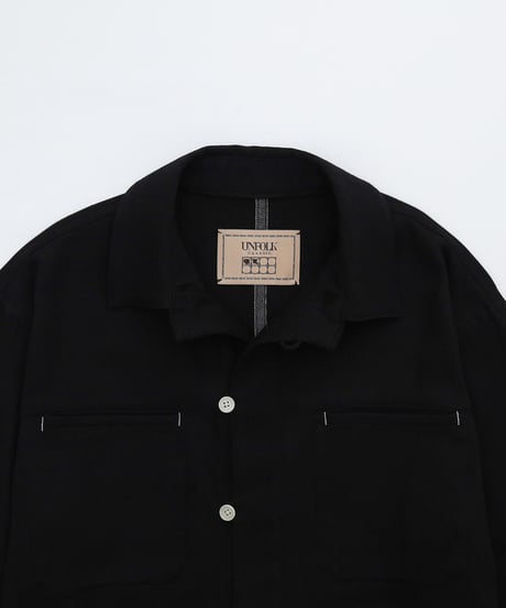 “UNFOLK CLASSIC” Enshu soft herringbone shirt jacket (Black)