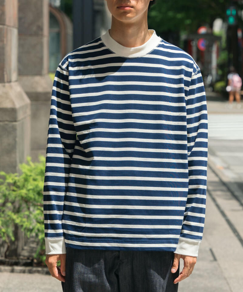 20 Heavy weight border long tshirt (Navy) | U