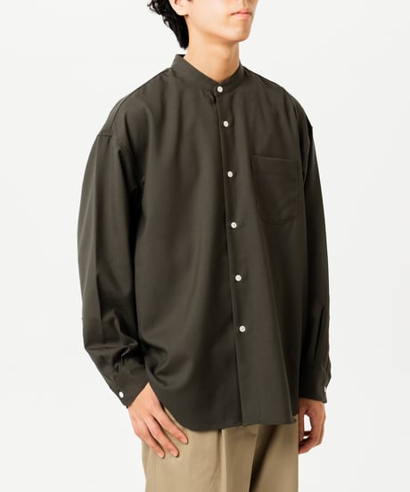 #-41 2way detachable collar wool shirt（Green）