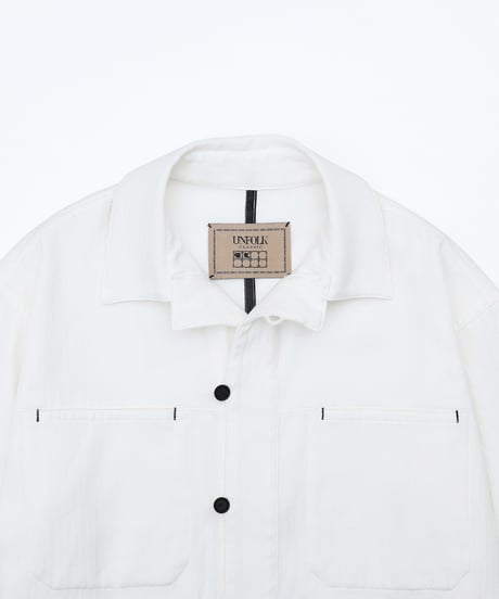 “UNFOLK CLASSIC” Enshu soft herringbone shirt jacket (White)