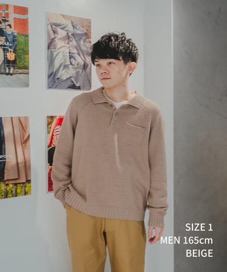 #-33 7×3G cotton knit polo (Black)