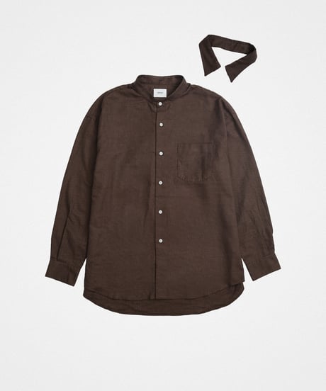 #-23 2way detachable collar check shirt (Brown)