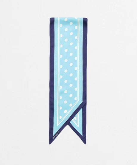 #-74 Hand print silk scarf (Blue)