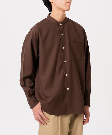 #-41 2way detachable collar wool shirt（Brown）