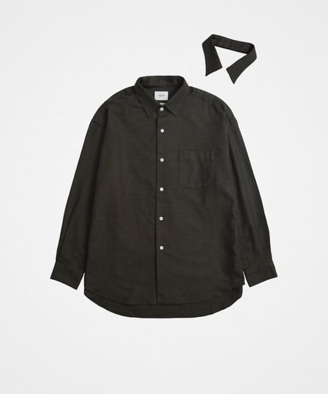 #-23 2way detachable collar check shirt (Green)