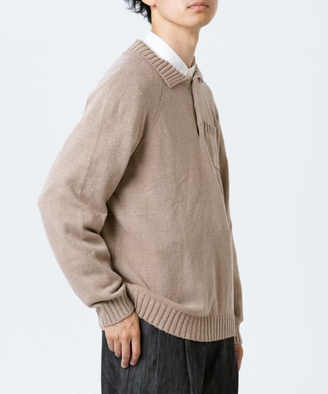 #-33 7×3G cotton knit polo (Beige)
