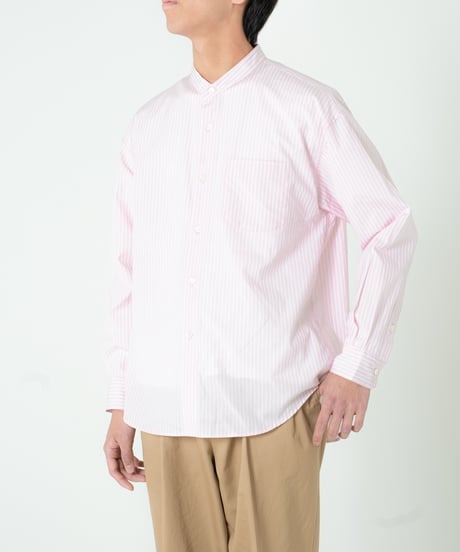 #-78 2way detachable collar stripe shirt (Pink)