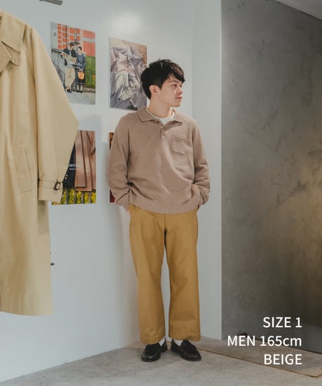 #-33 7×3G cotton knit polo (Beige)