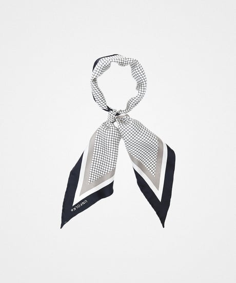 #-14 Hand print silk scarf (Black)