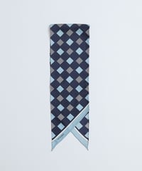 #-25 Hand print silk scarf (Blue)