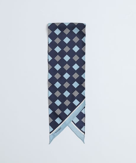 #-25 Hand print silk scarf (Blue)