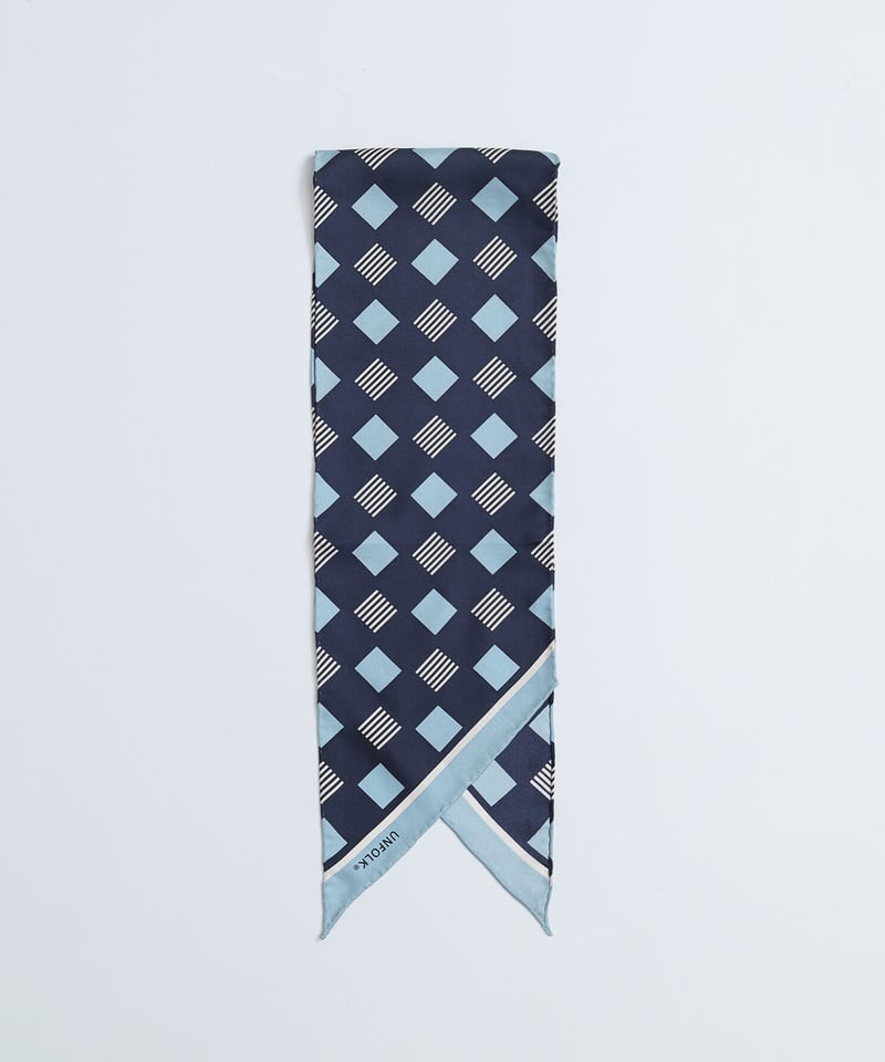 小物 Hand Printed Silk Scarf - blue 25 Hand print silk scarf (Blue) | UNFOLK