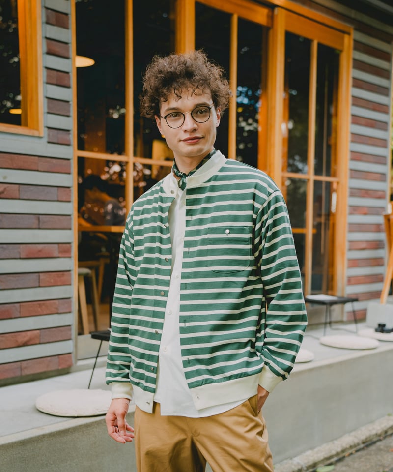 19 Heavy weight border cardigan (Green) | UNF