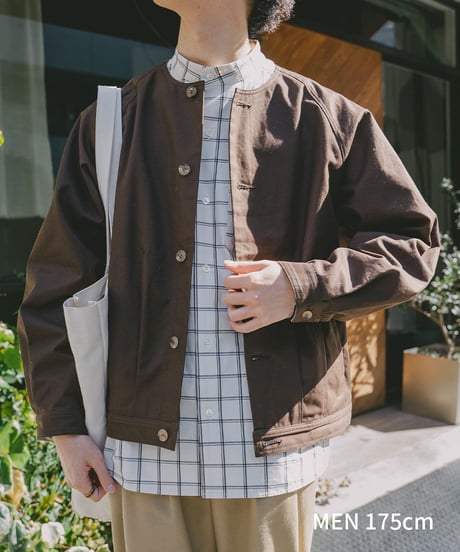 #-06 Windowpane check stand collar shirts