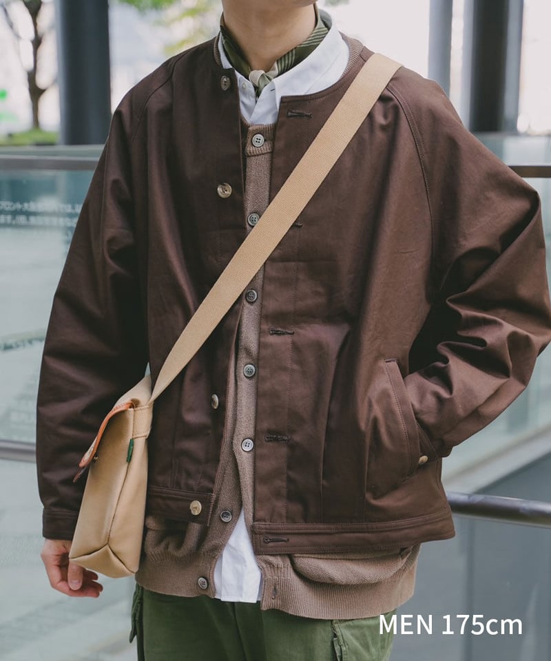 05 Ventile gabardine roundneck blouson (Brown