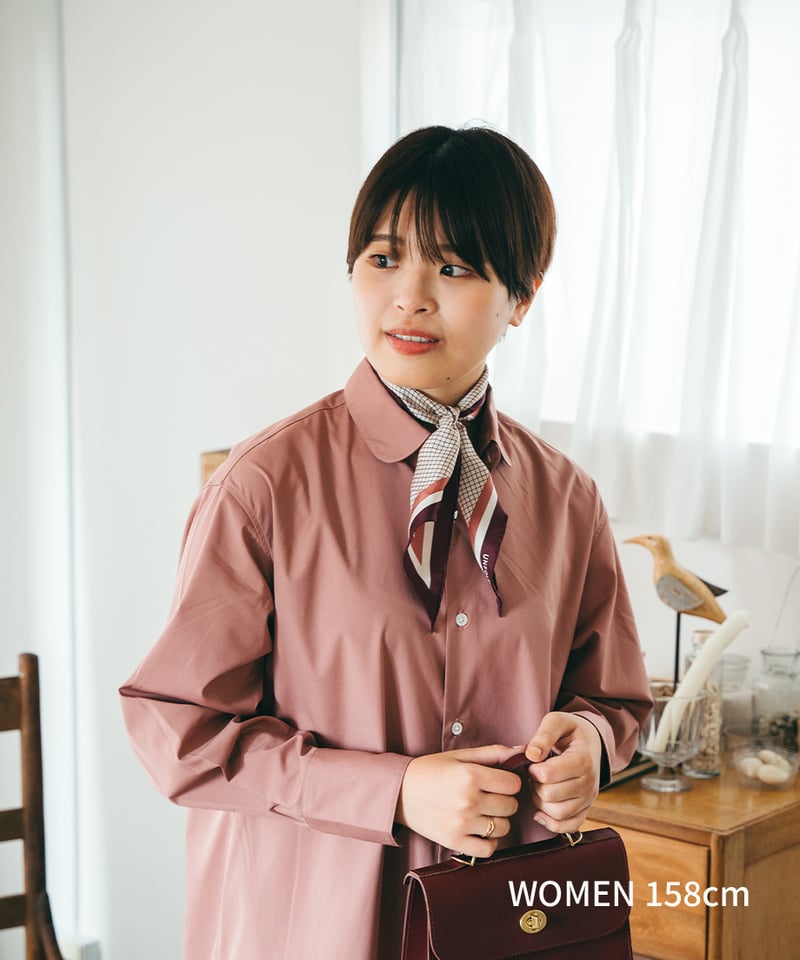 UNFOLK 2way ディタッチャブルカラー シャツ ワンピース ピンク 長袖 UNFOLK 2way ディタッチャブルカラー シャツ ワンピース ピンク