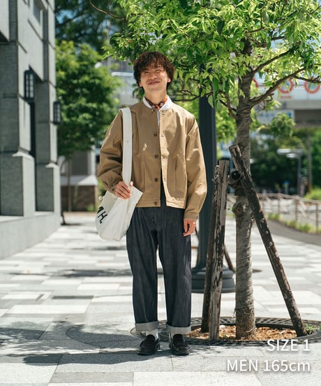 #-05 Ventile gabardine nocollar blouson (Beige)
