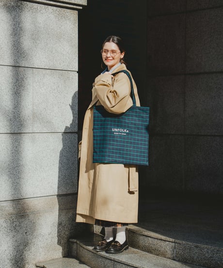 #-37 Reversible check tote bag (Green)