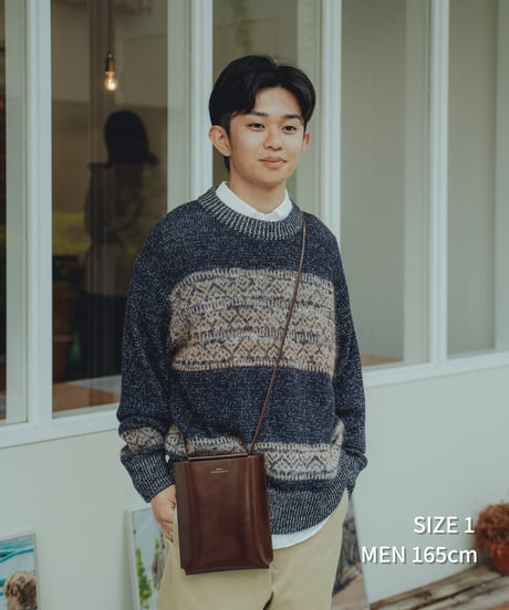 #-68 Fair isle pattern jacquard knit (Navy)