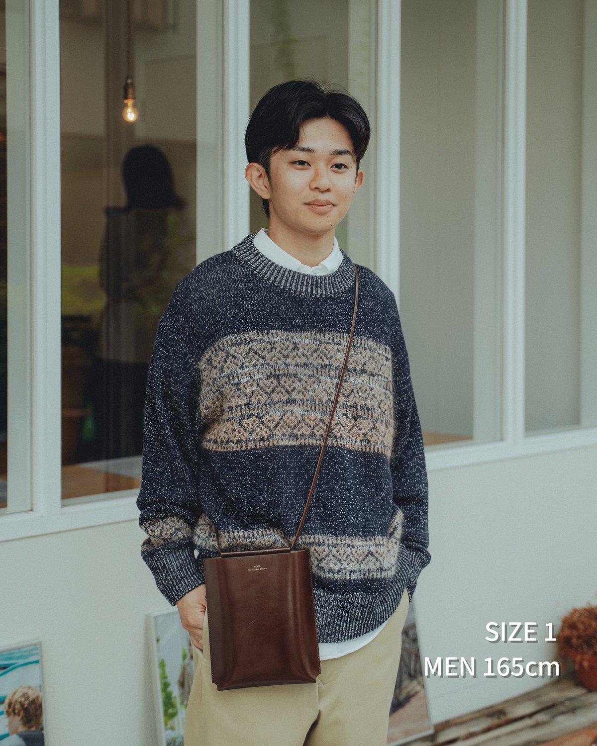 68 Fair isle pattern jacquard knit (Navy) | U