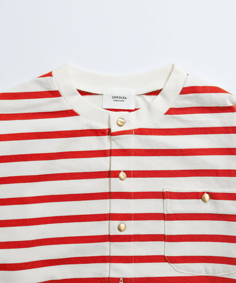 #-19 Heavy weight border cardigan (Red)