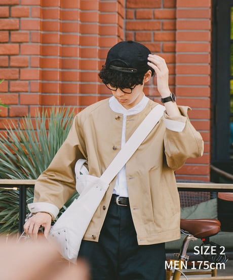 #-05 Ventile gabardine nocollar blouson (Beige)