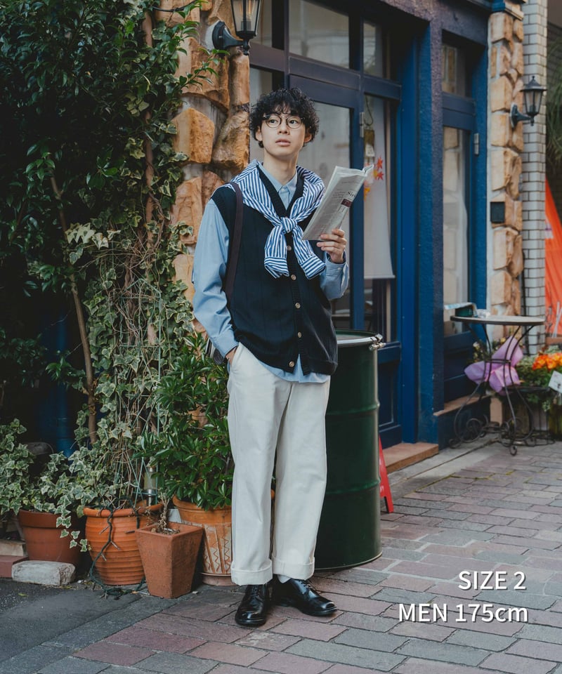 09 16G Giza cotton vneck knit vest (Navy) | U