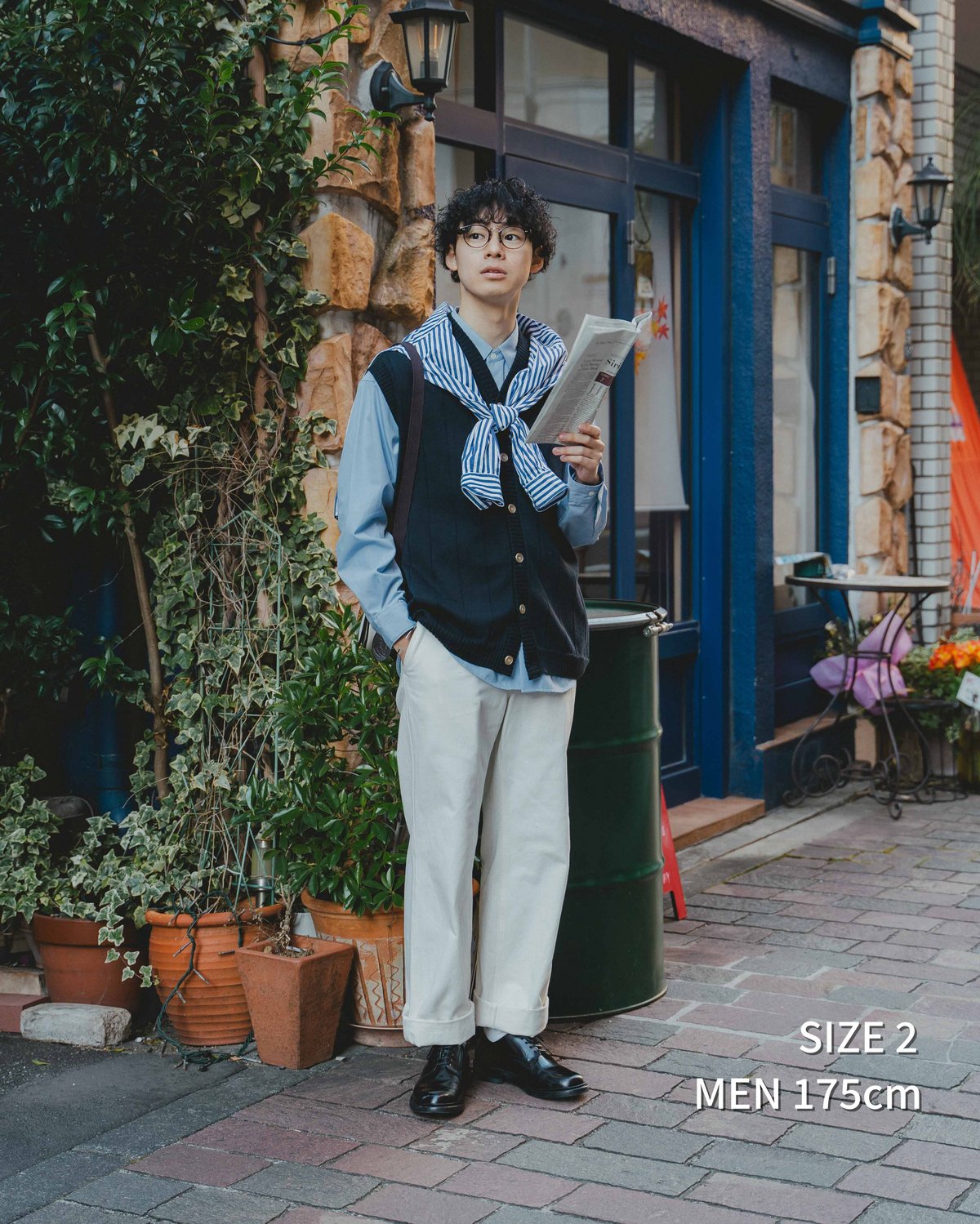 09 16G Giza cotton vneck knit vest (Navy) | U