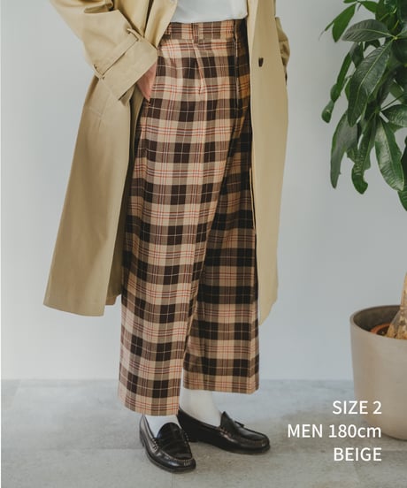 #-36 Seamless classic check slacks (Brown）